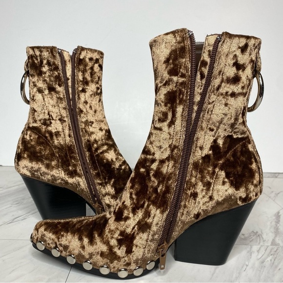 New! Jeffrey Campbell Walton Brown Velvet Western Bootie 5 - Picture 7 of 15